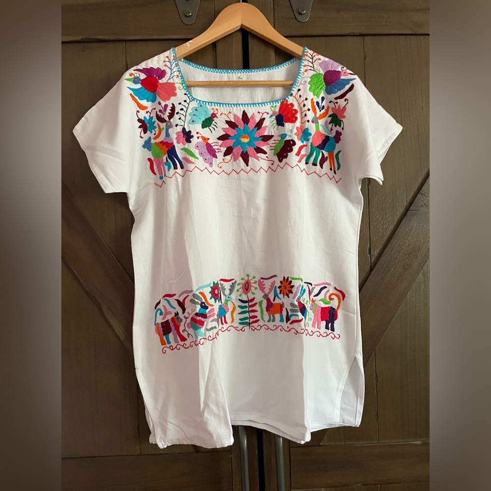 Hand-made embroidered peasant blouse